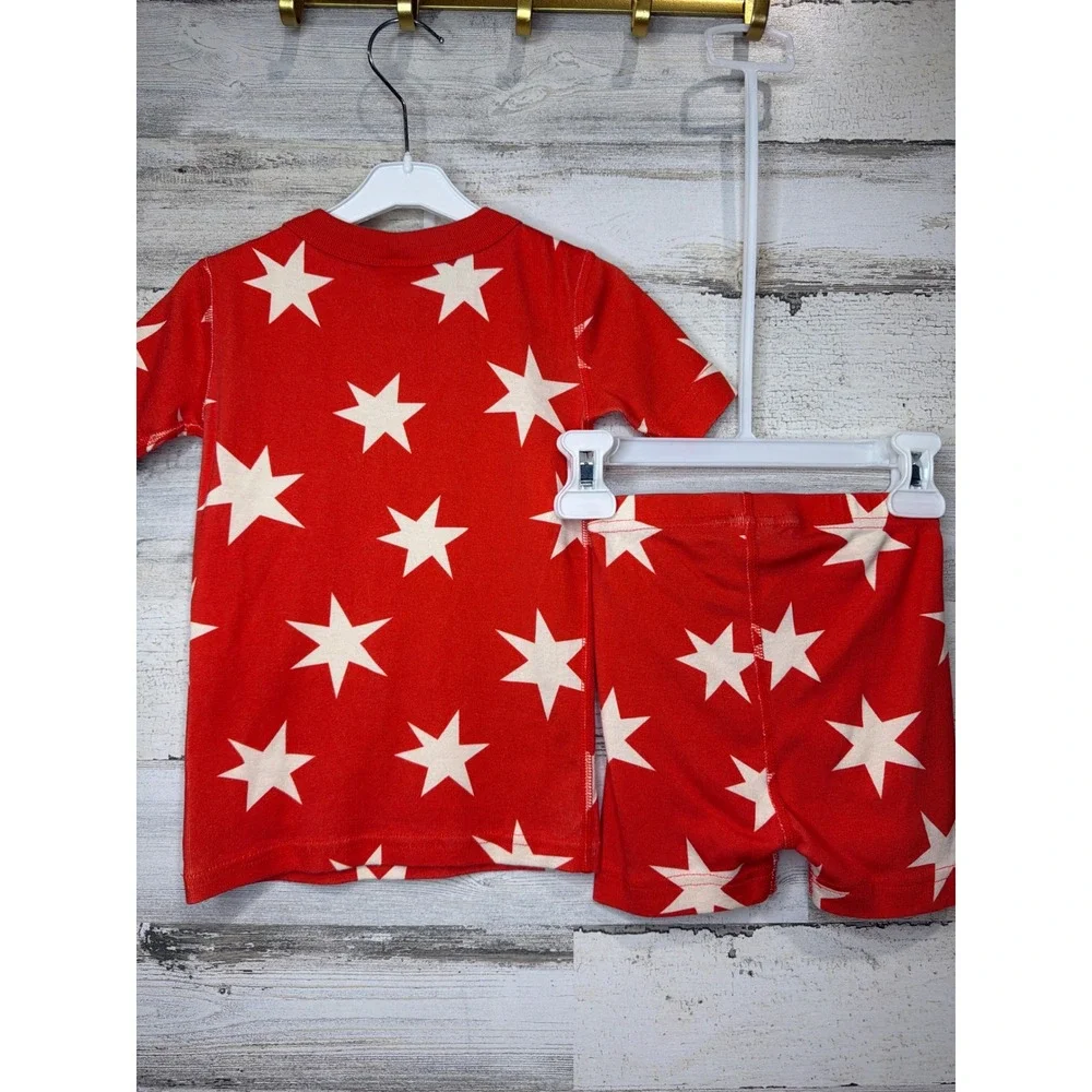 Hanna Andersson Pajama Set Boys 4 Orange Star Organic Cotton Shortie EUC
